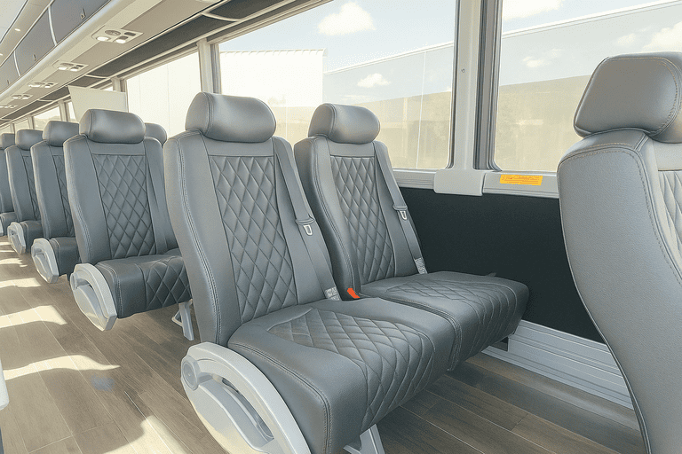 interior of Bus Rental Company Athens charter bus