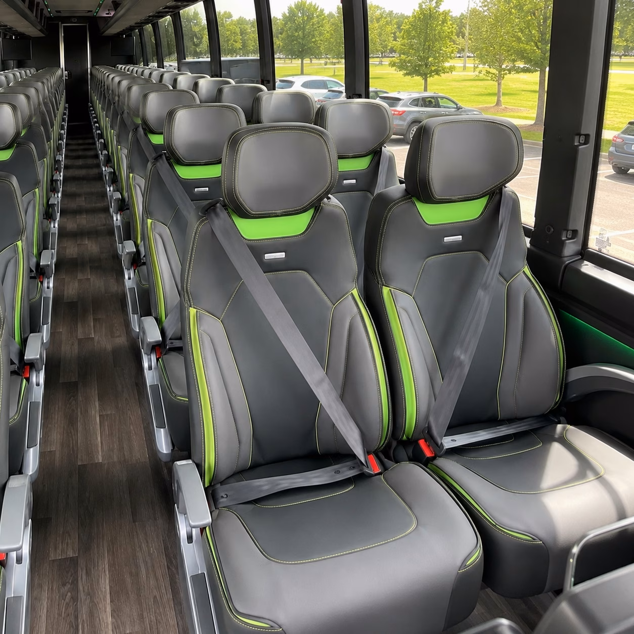 56 passenger charter bus inside